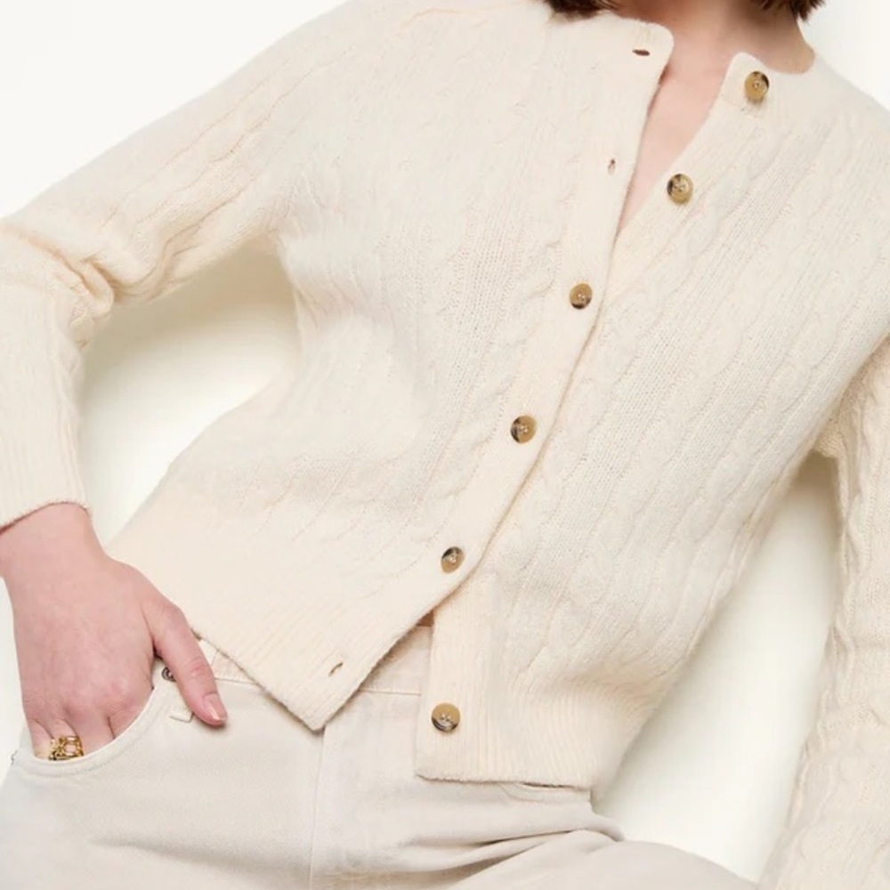 Doen Penrose Cardigan in Sea Salt Wool Linen Cotton XS Minimalist Clean Beauty - Picture 15 of 16